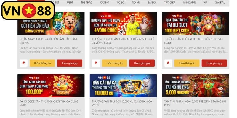 Điều kiện tham gia khuyến mãi VN88